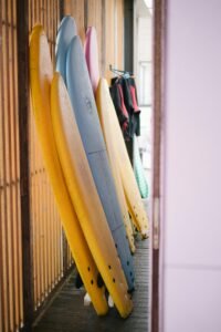 Surfboards leaning Just lean it against the wall